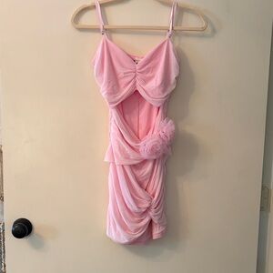 Blue Blush Pink Gathered Dress